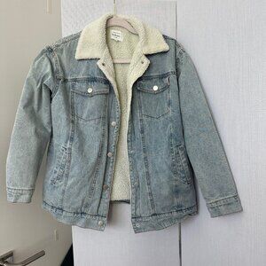 BOHME XS Light Wash Denim Jacket with Sherpa Lining
